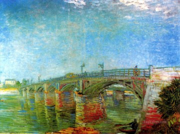 ブルック川の流れ Painting - アニエールのセーヌ橋 フィンセント・ファン・ゴッホの風景の流れ